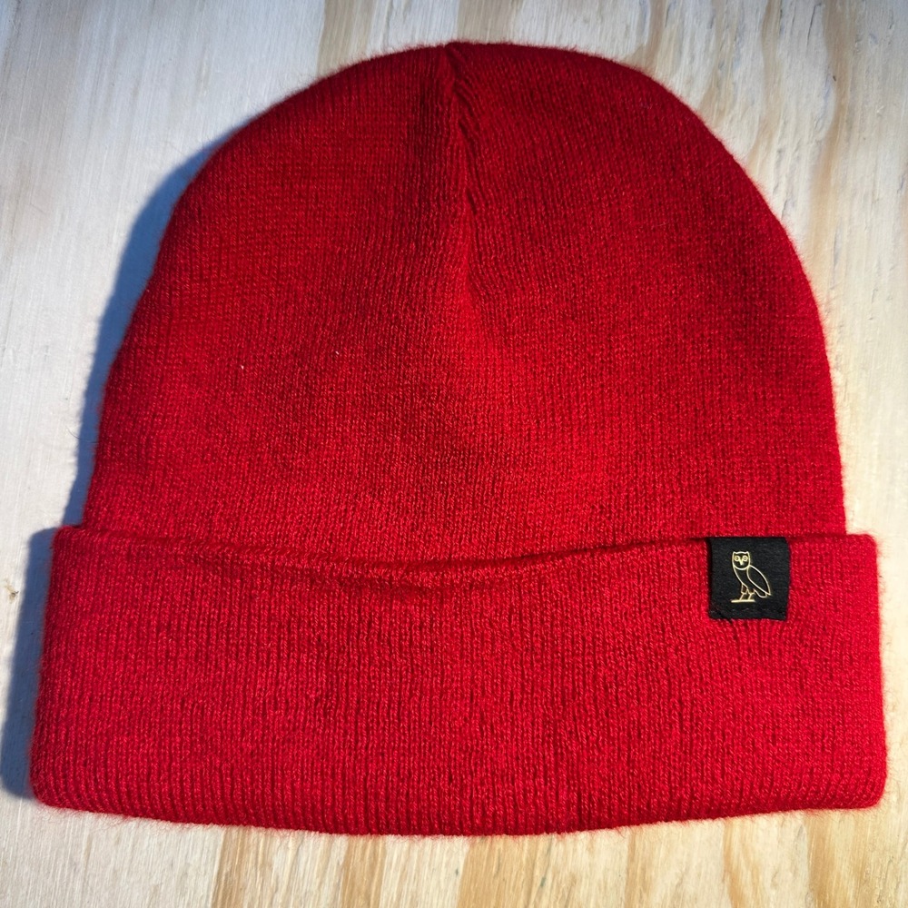 OVO October's Very Own Red Owl Logo Knit Beanie Hat Made in USA OS